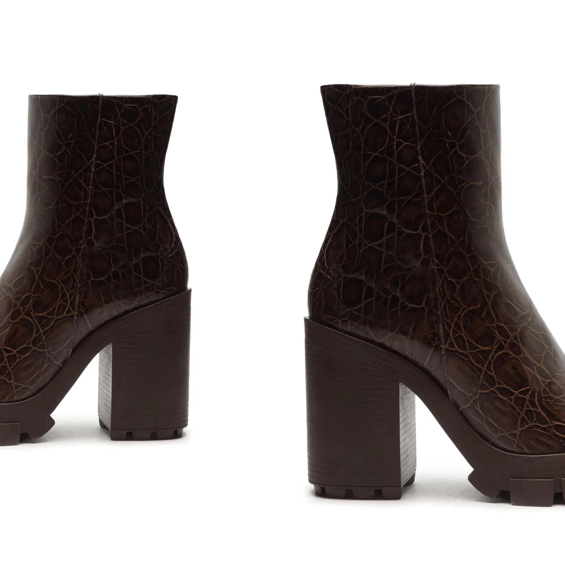 Gwendoline Crocodile-Embossed Leather Bootie