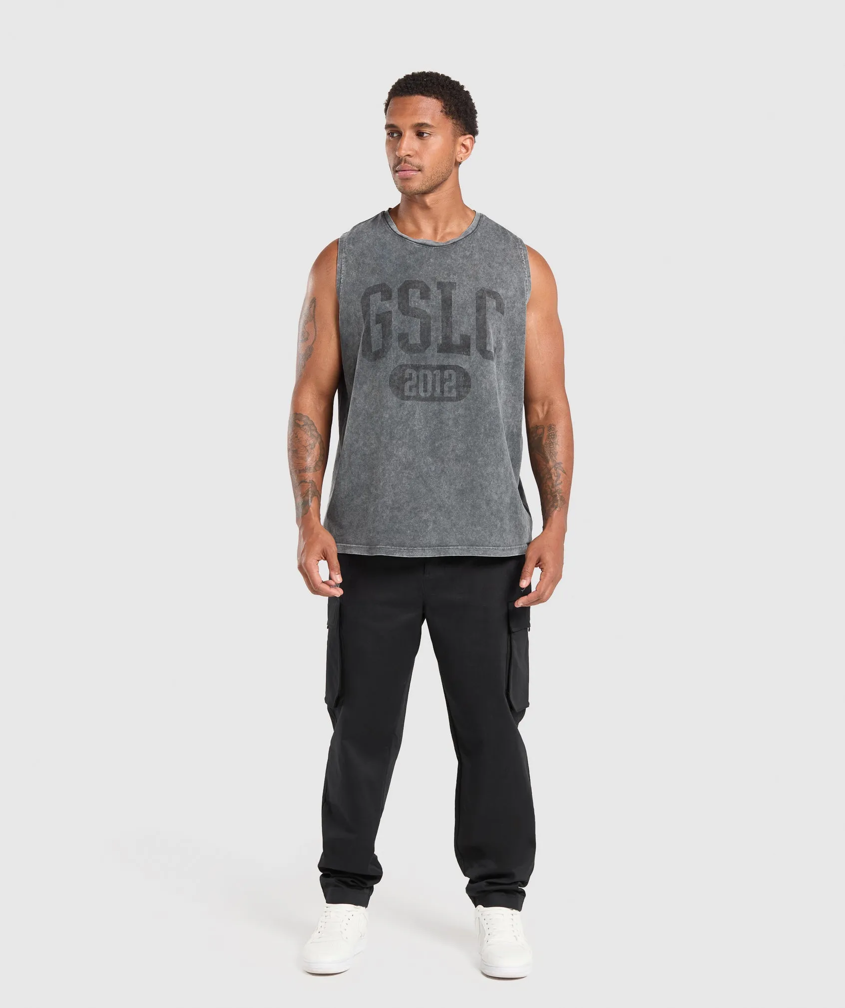 Gymshark Collegiate Shadow Washed Tank - Asphalt Grey