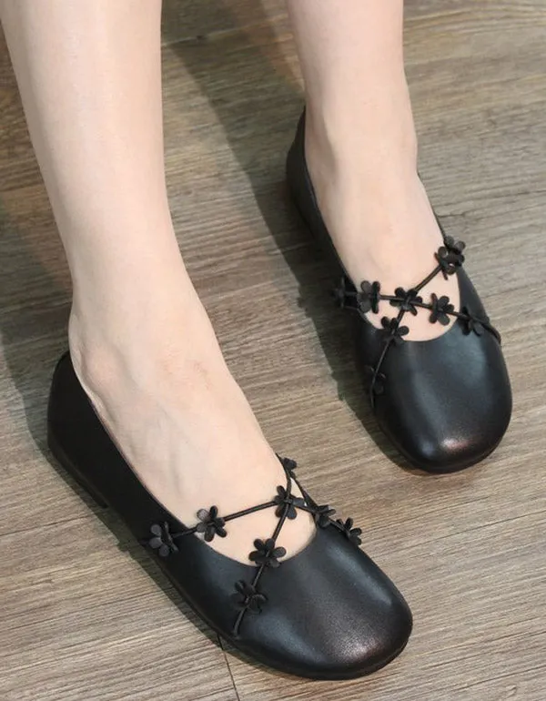 Handmade Leather Elastic Belt Flats