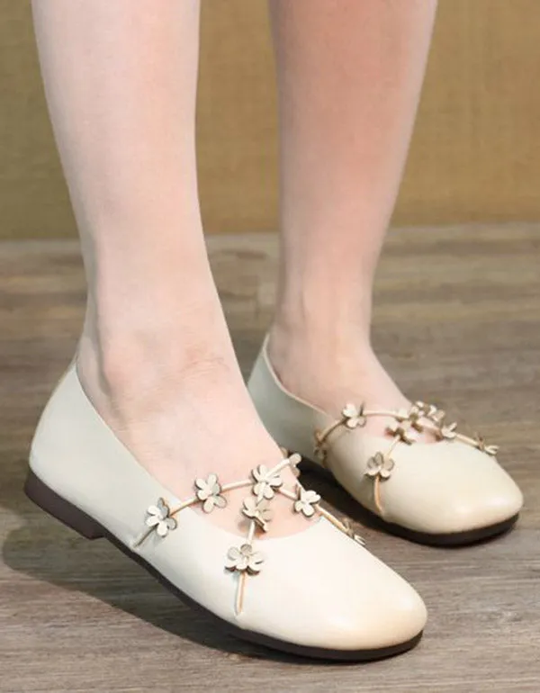 Handmade Leather Elastic Belt Flats