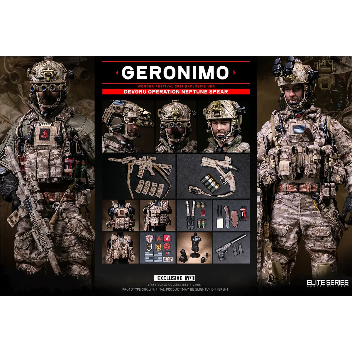 HiPlay DAMTOYS Operation Neptune Spear GERONIMO Action Figure WF2024 Event Exclusive Edition