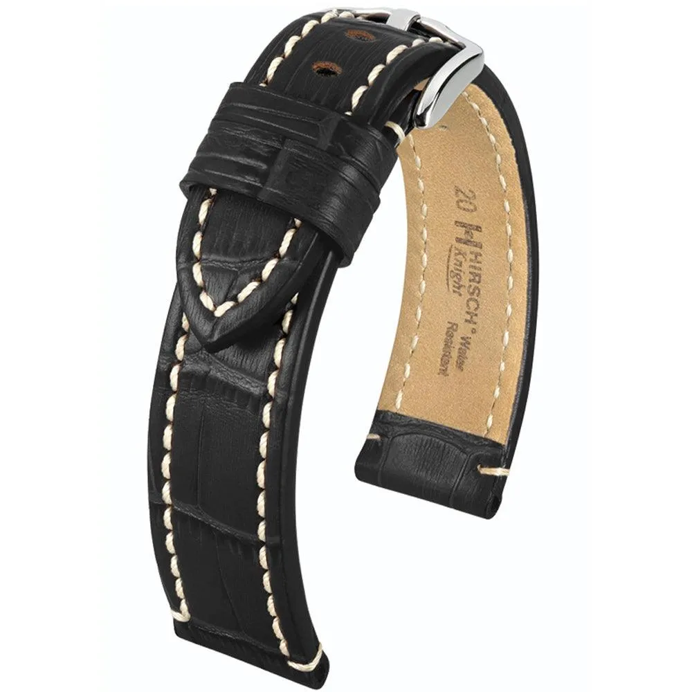 Hirsch KNIGHT Alligator-Embossed Leather Watch Strap