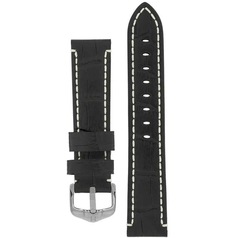 Hirsch KNIGHT Alligator-Embossed Leather Watch Strap