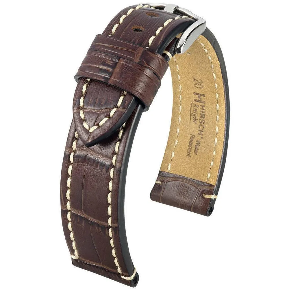 Hirsch KNIGHT Alligator-Embossed Leather Watch Strap