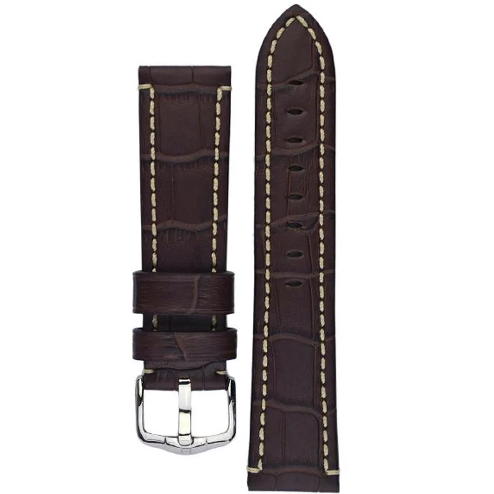 Hirsch KNIGHT Alligator-Embossed Leather Watch Strap