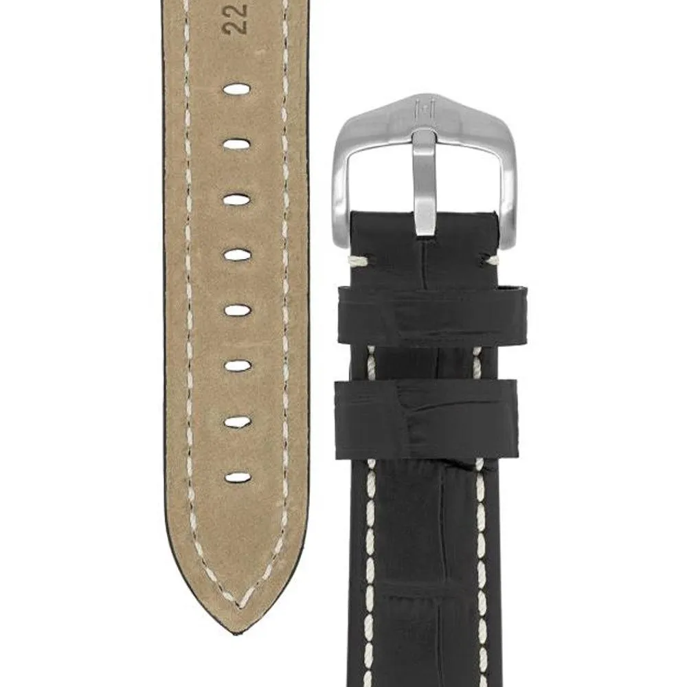 Hirsch KNIGHT Alligator-Embossed Leather Watch Strap