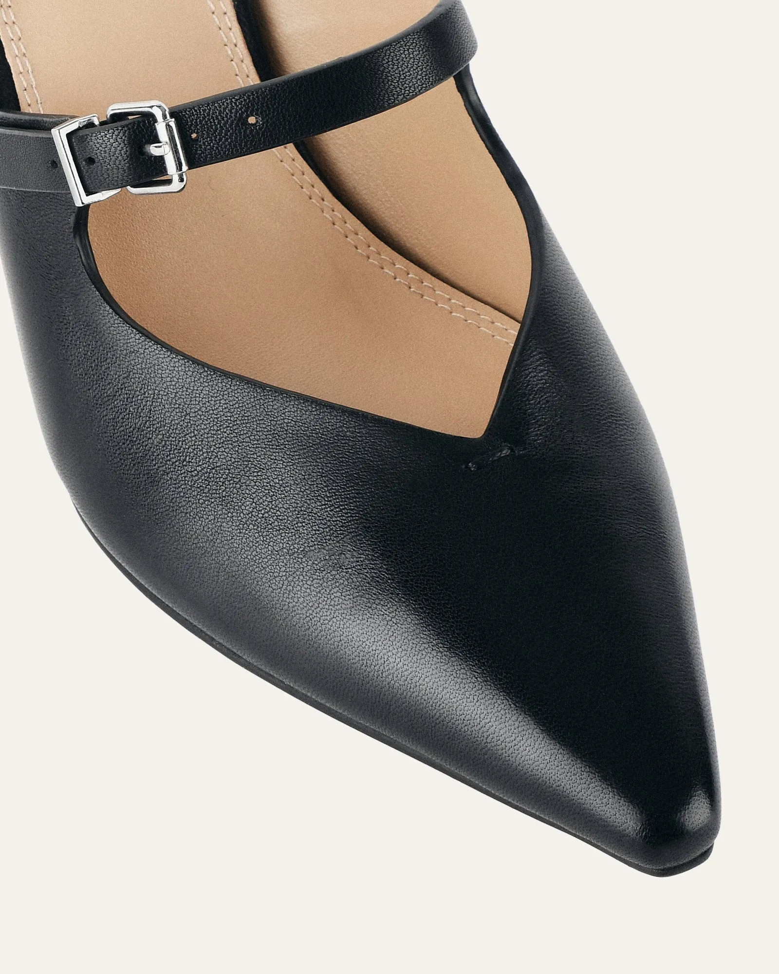 INGRID MID HEEL BLACK LEATHER