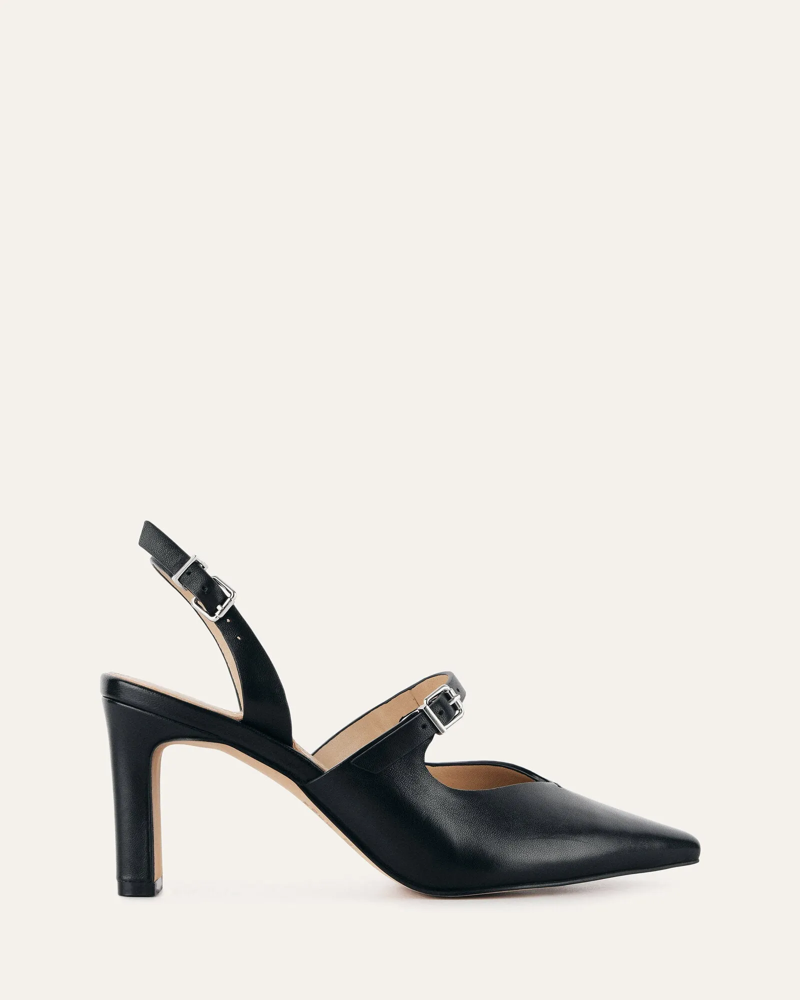 INGRID MID HEEL BLACK LEATHER