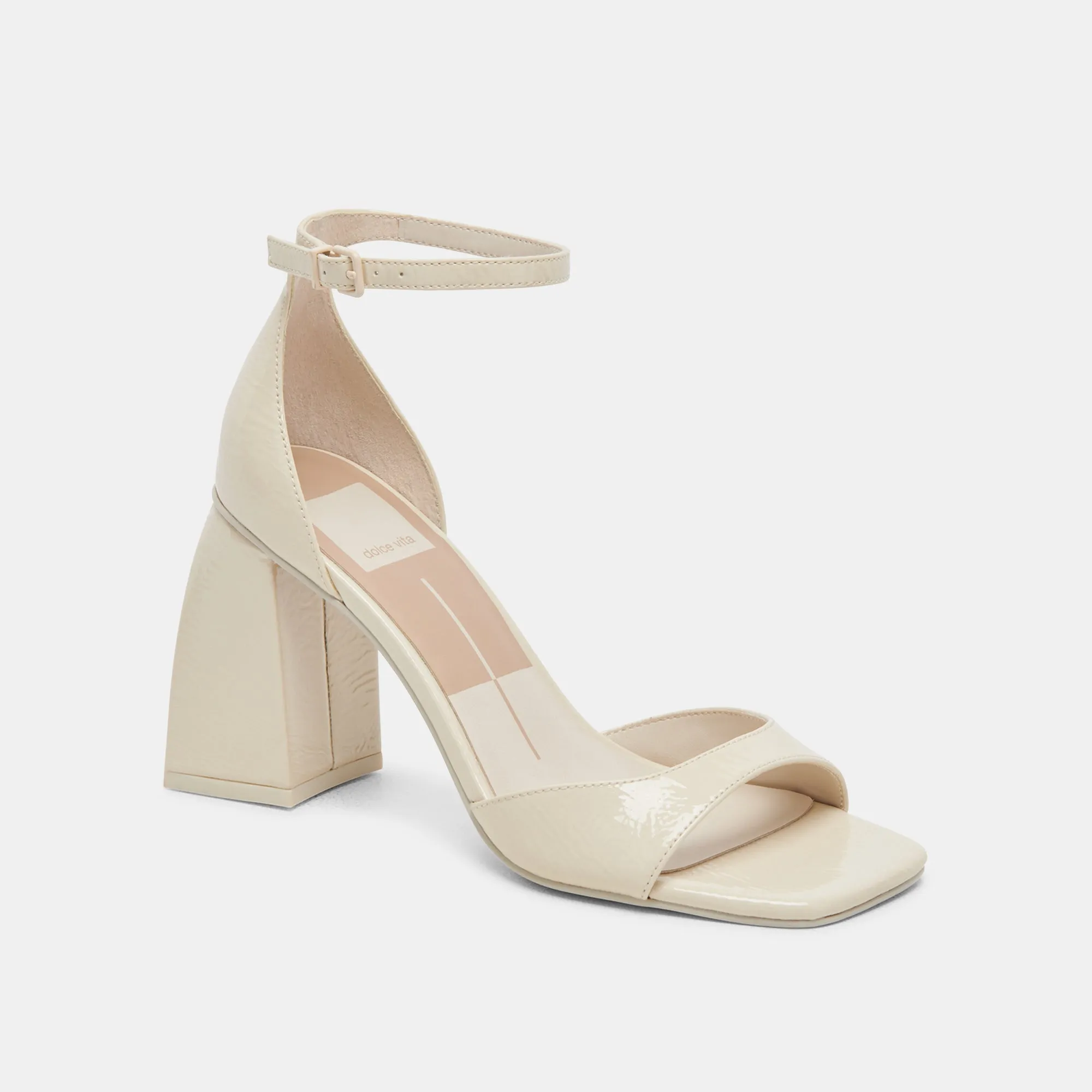 JANEY HEELS IVORY CRINKLE PATENT