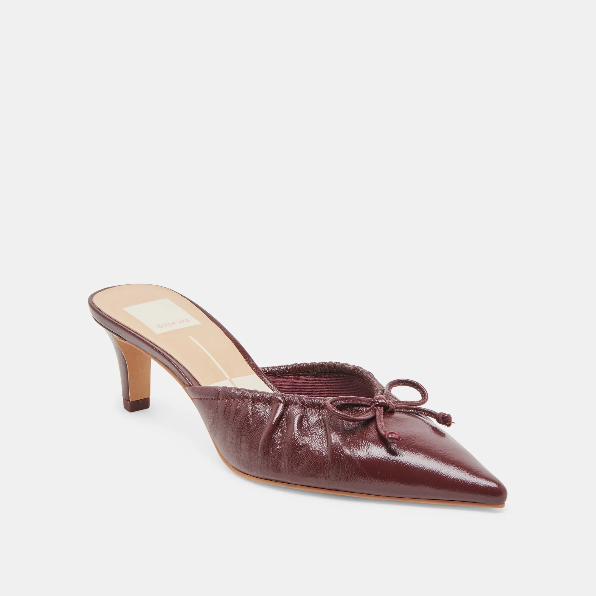 KAIRI MID HEELS CRANBERRY CRINKLE PATENT