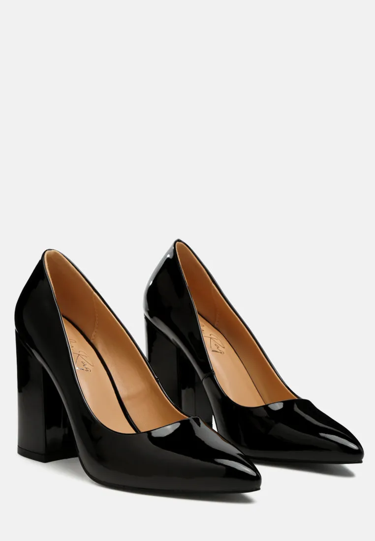 Kamira Patent Block Heeled Pumps By Ruw