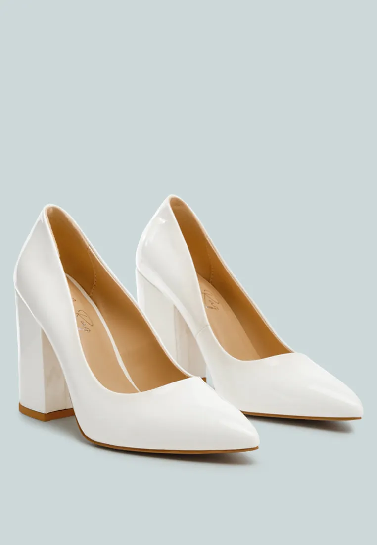 Kamira Patent Block Heeled Pumps By Ruw