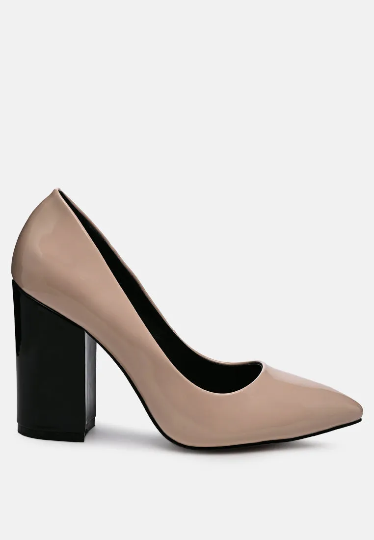 Kamira Patent Block Heeled Pumps By Ruw