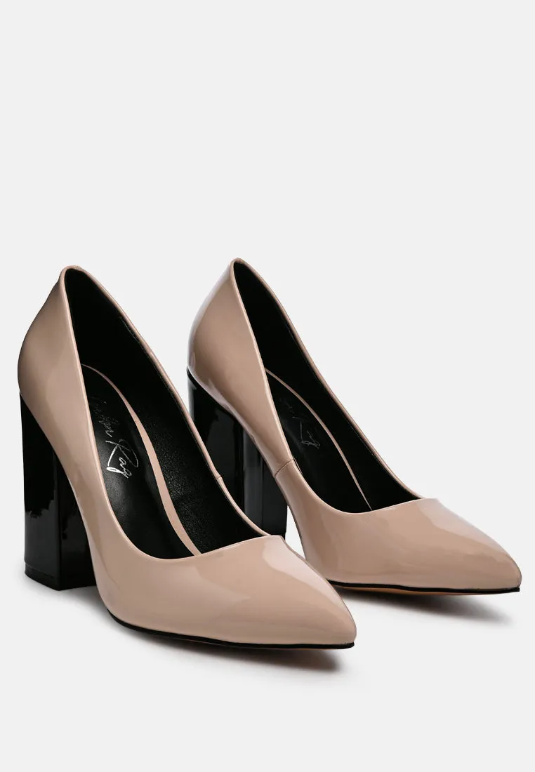 Kamira Patent Block Heeled Pumps By Ruw