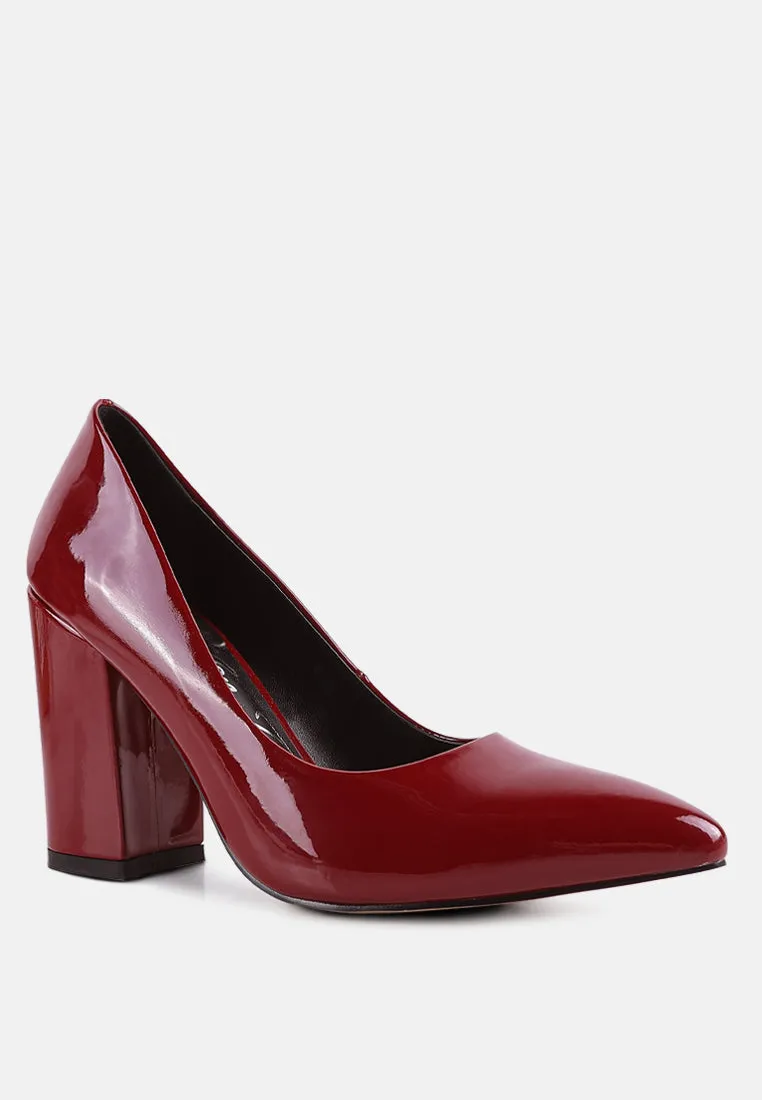 Kamira Patent Block Heeled Pumps By Ruw