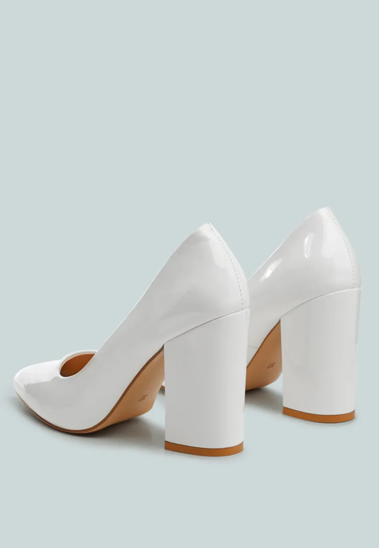 Kamira Patent Block Heeled Pumps By Ruw