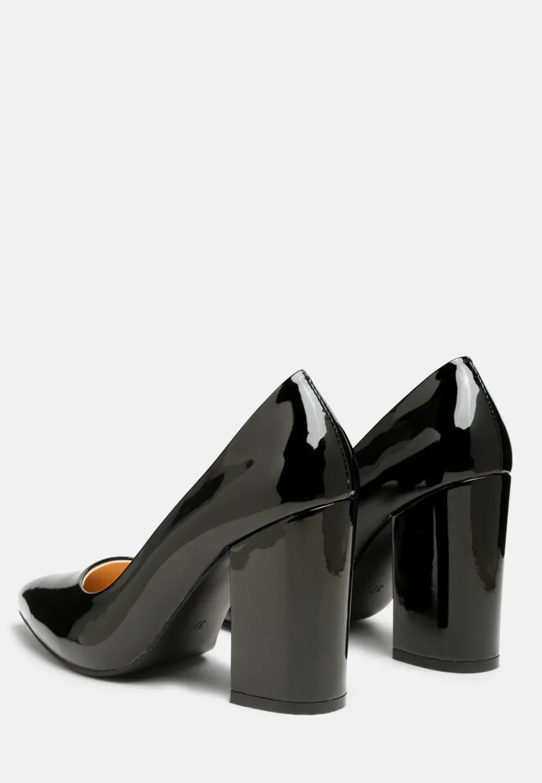 Kamira Patent Block Heeled Pumps By Ruw