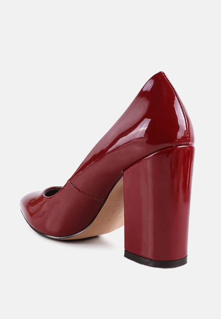 Kamira Patent Block Heeled Pumps By Ruw