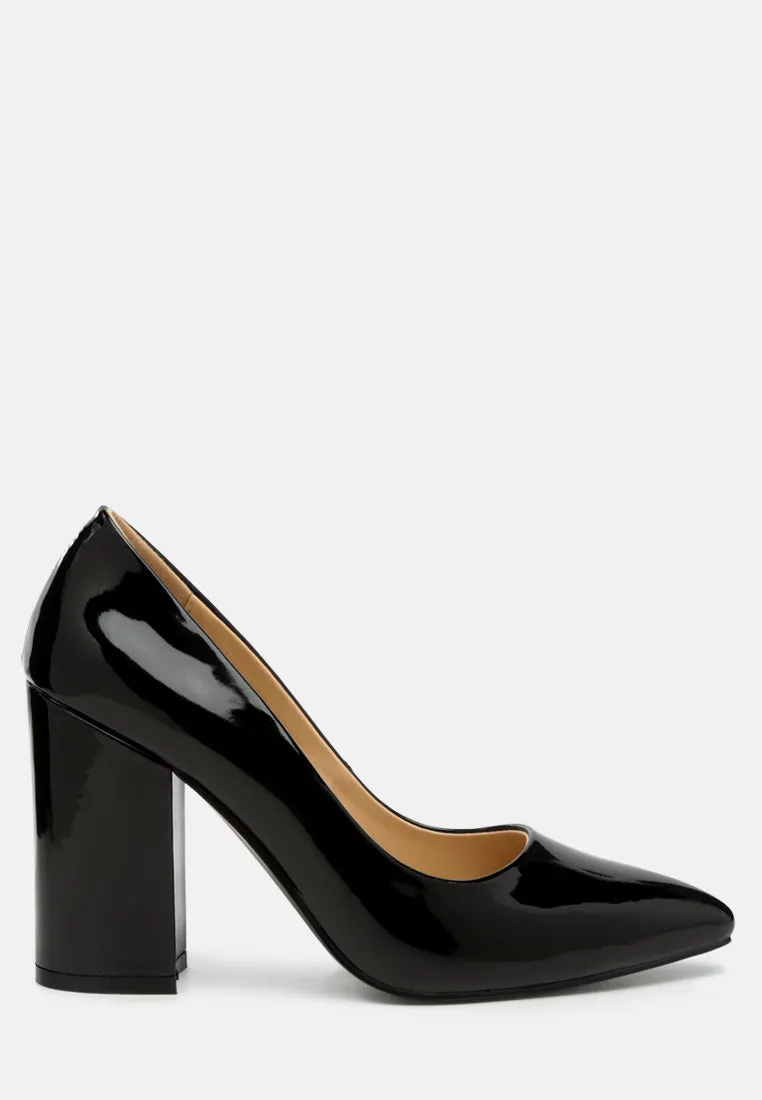 Kamira Patent Block Heeled Pumps By Ruw