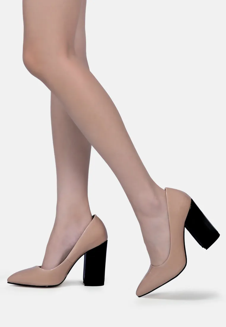 Kamira Patent Block Heeled Pumps By Ruw