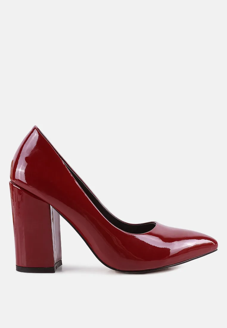 Kamira Patent Block Heeled Pumps By Ruw