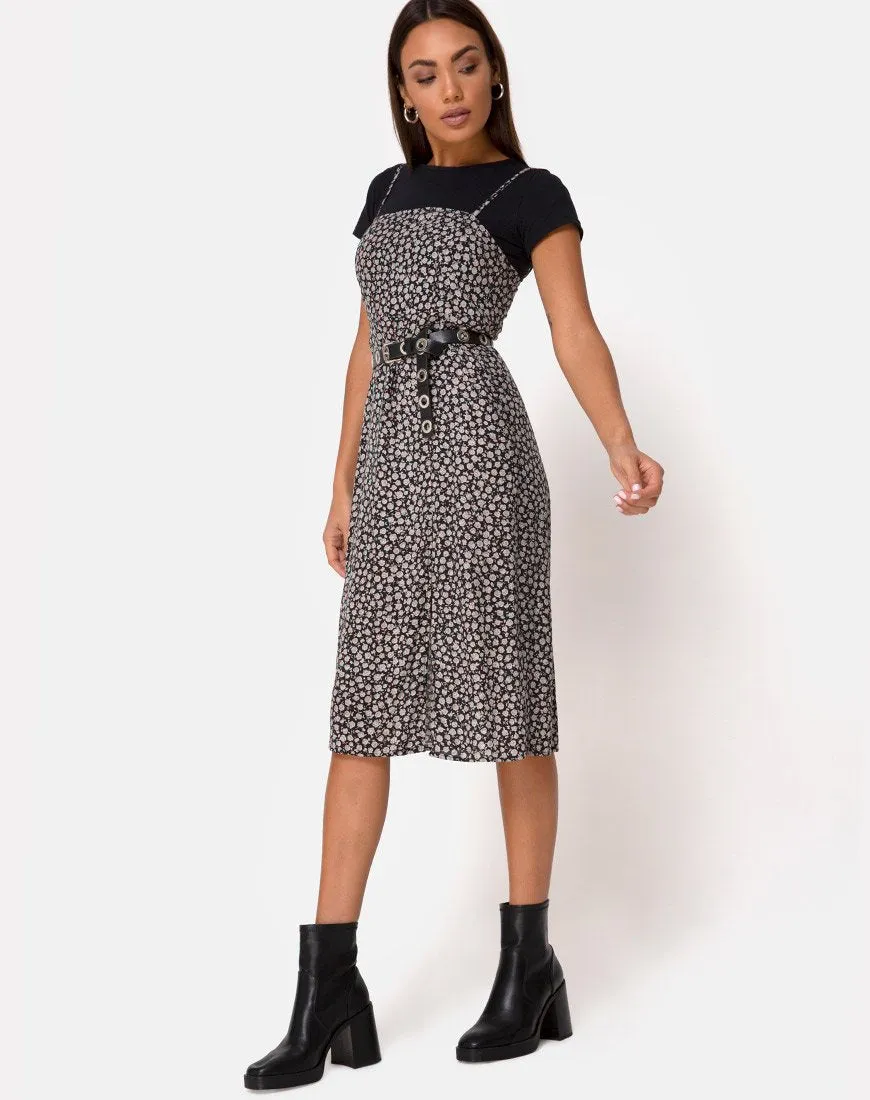 Kaoya Midi Dress in Ditsy Rose Black