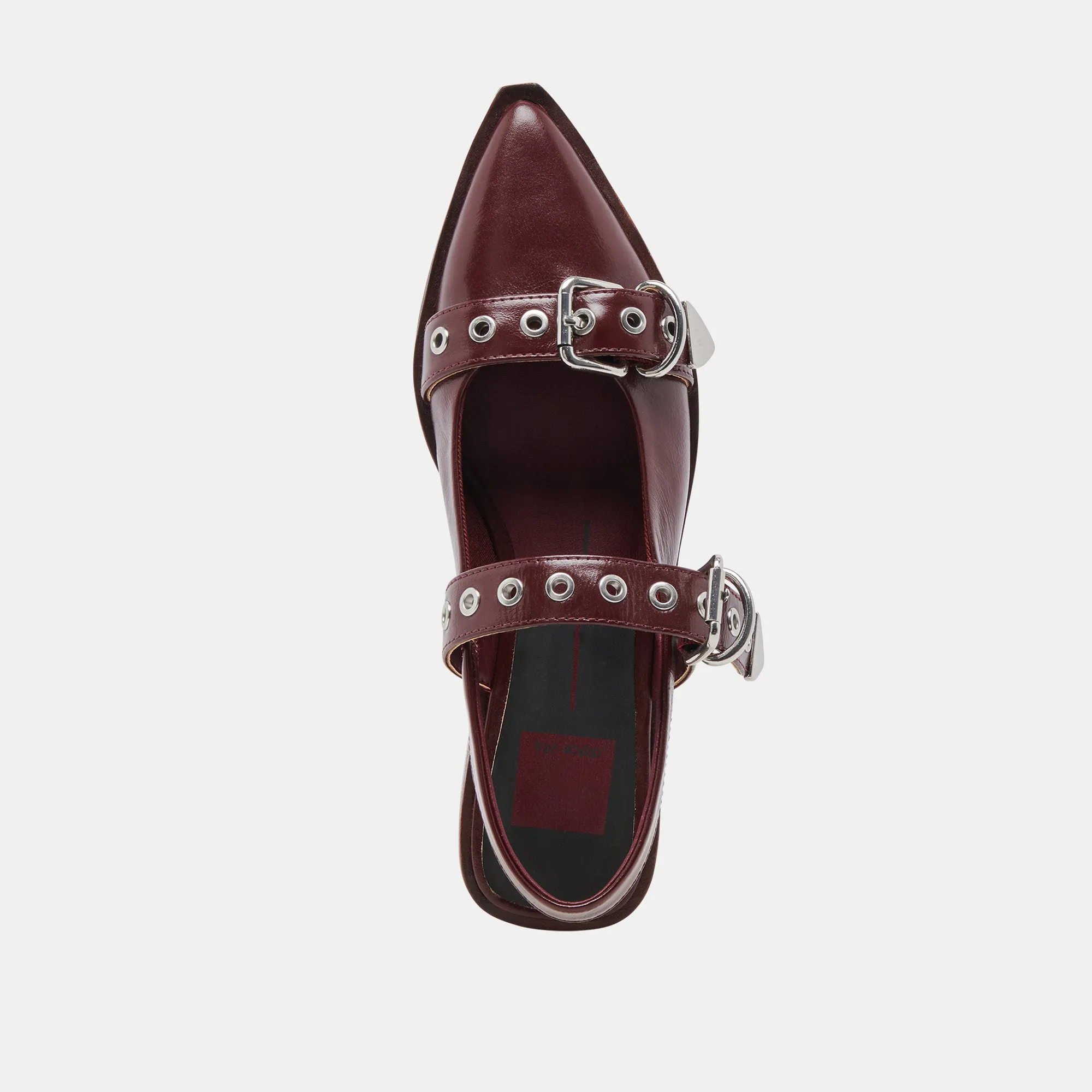 LABELL FLATS BURGUNDY CRINKLE PATENT