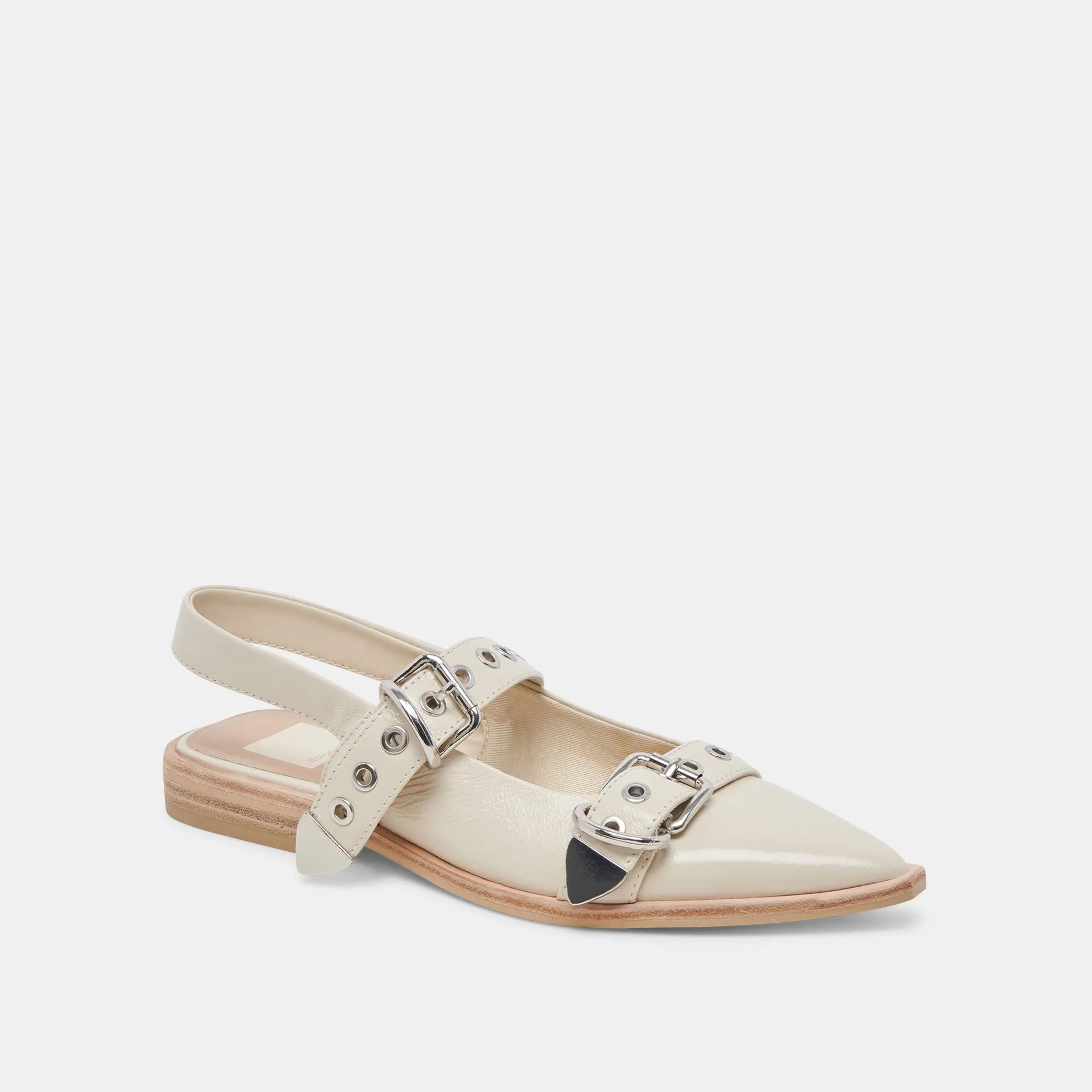 LABELL FLATS IVORY CRINKLE PATENT