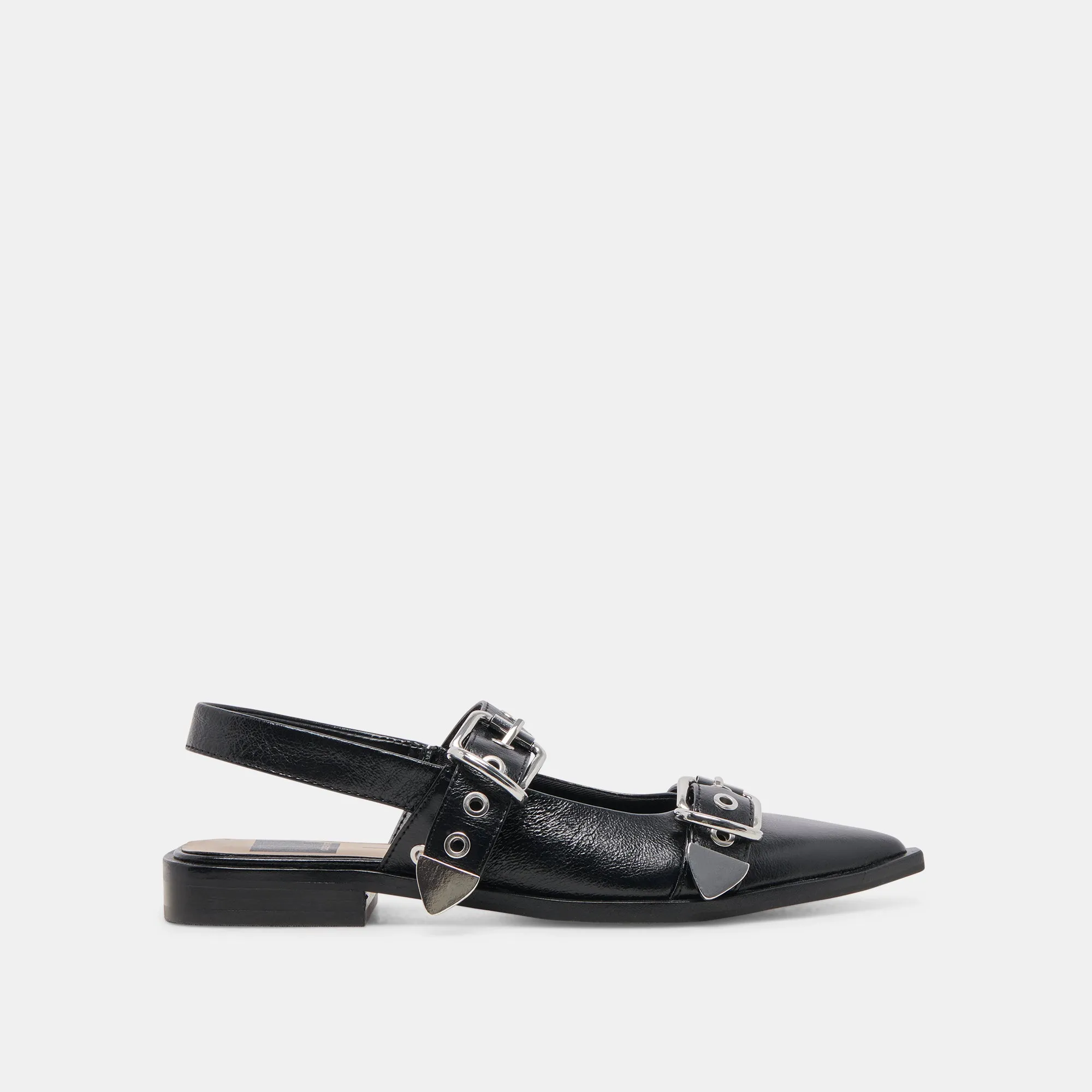 LABELL FLATS MIDNIGHT CRINKLE PATENT