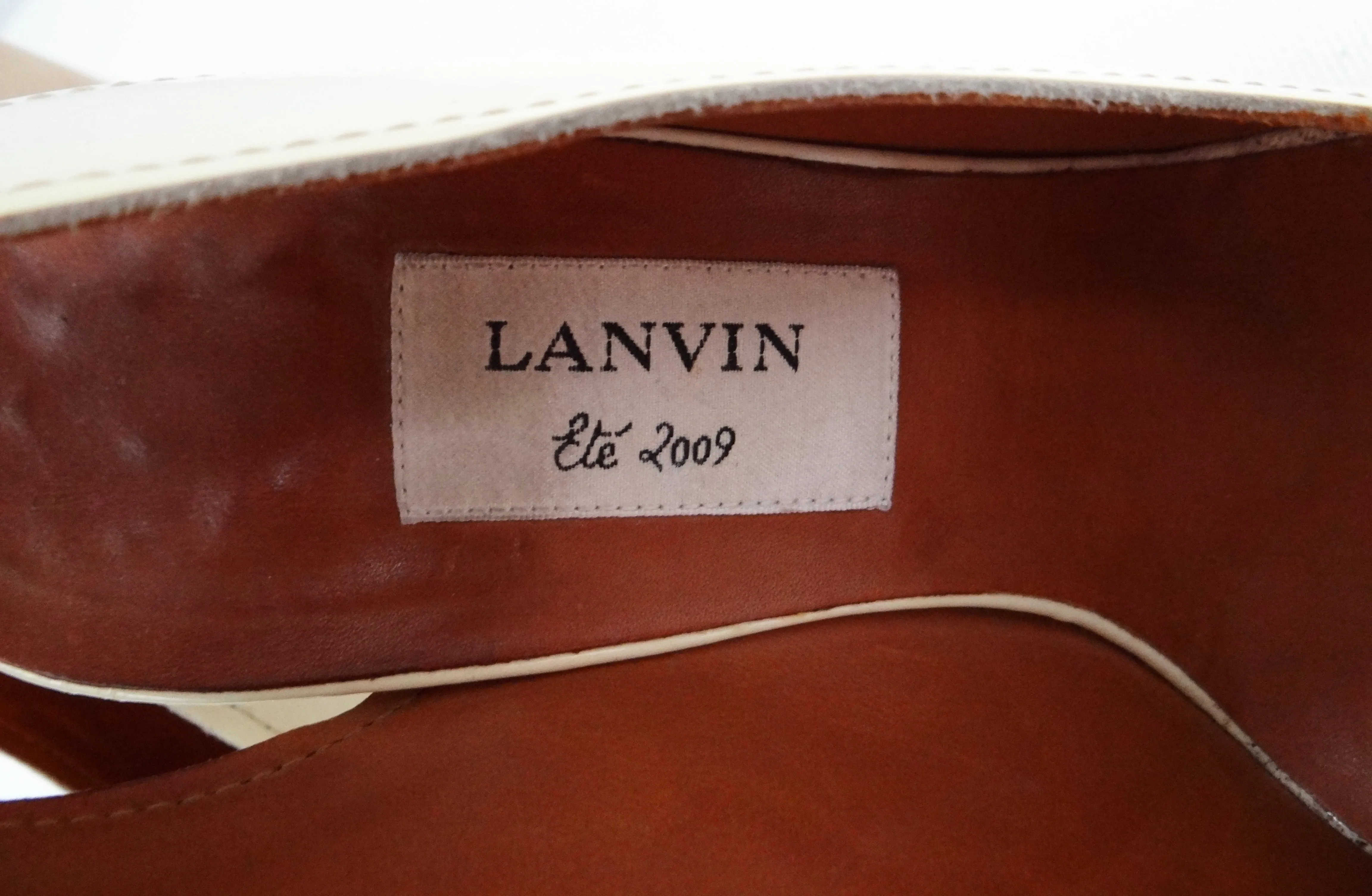 Lanvin Two Tone Patent Slingbacks with Wooden Heels and Platforms, EU40