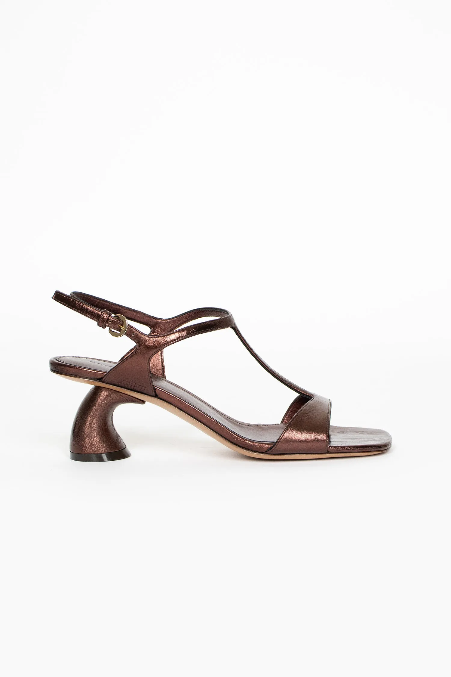 Leather Heeled Sandals Copper