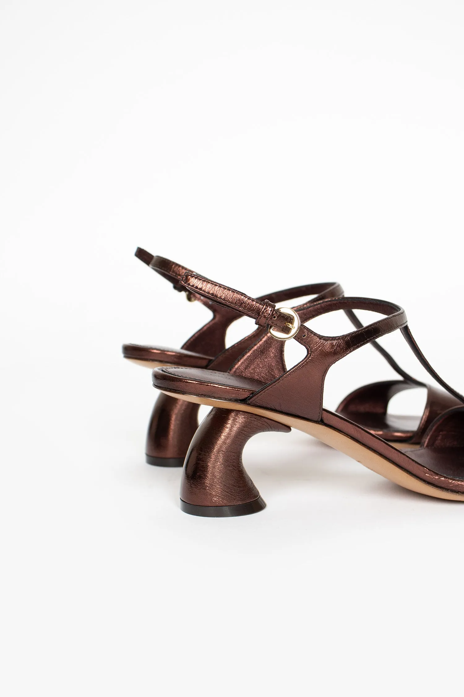 Leather Heeled Sandals Copper