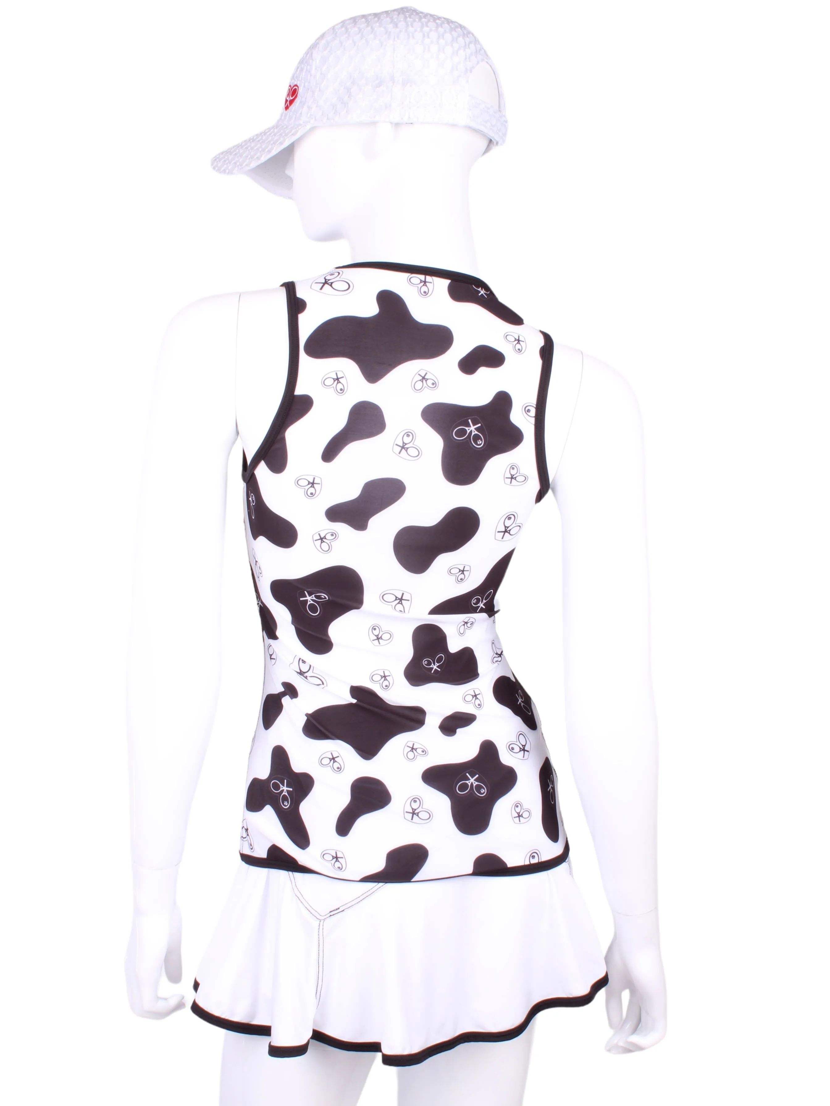 Limited Straight Back Vee Tank Cow Print