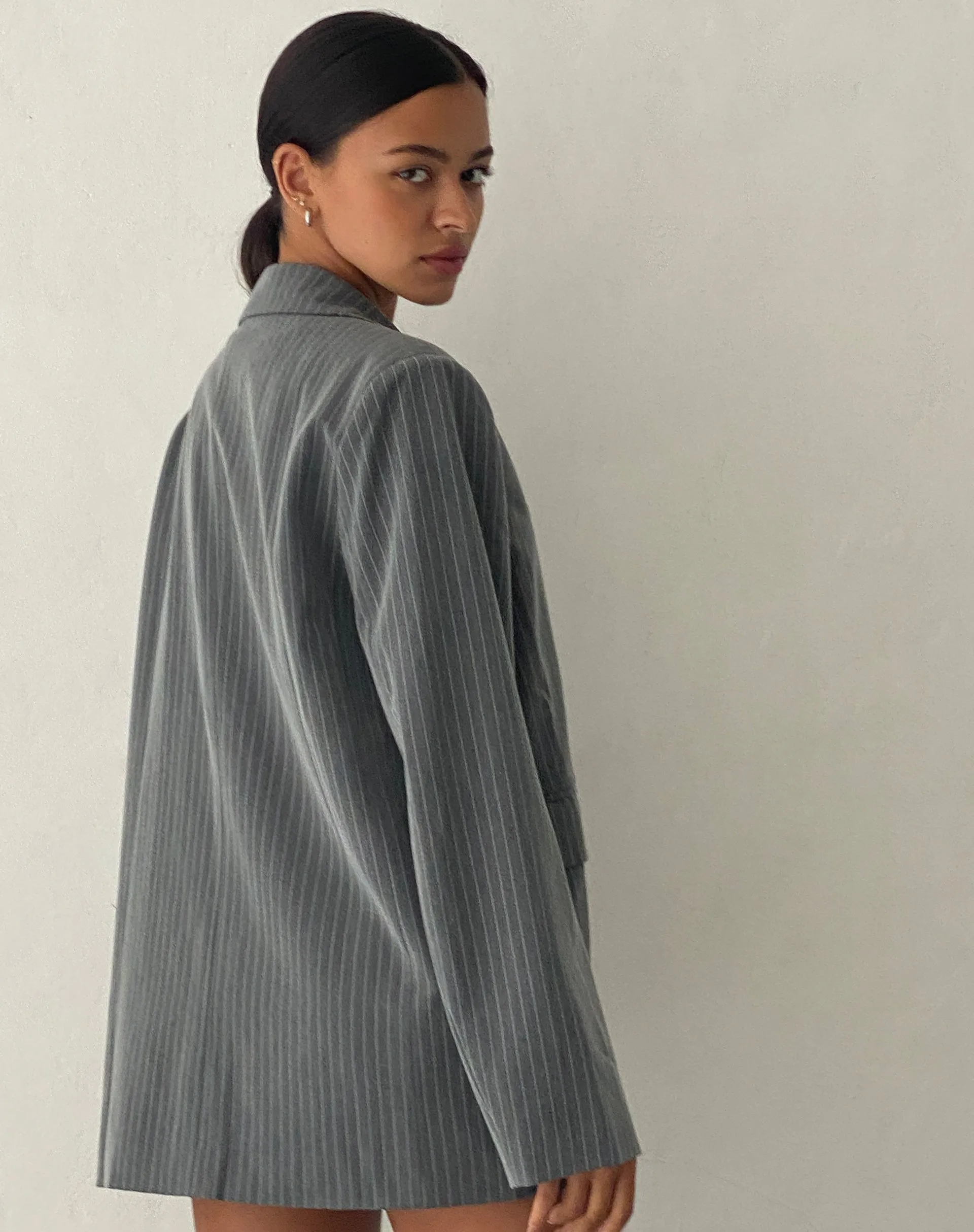 Maiwa Blazer in Tailoring Grey Pinstripe