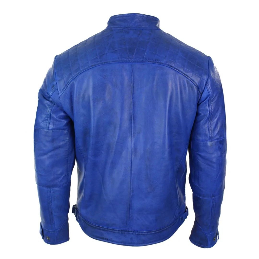 Men's Zipped Short Biker Leather Jacket