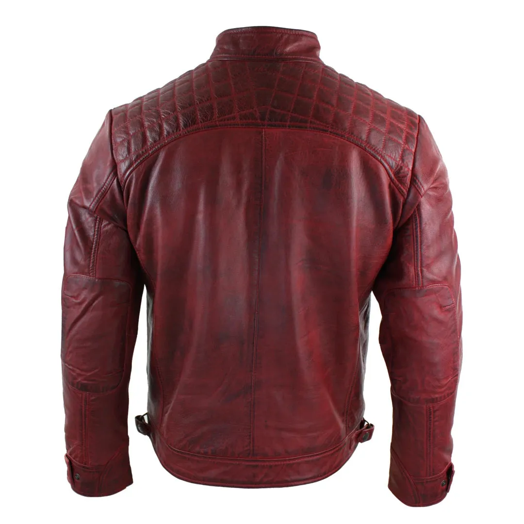 Men's Zipped Short Biker Leather Jacket