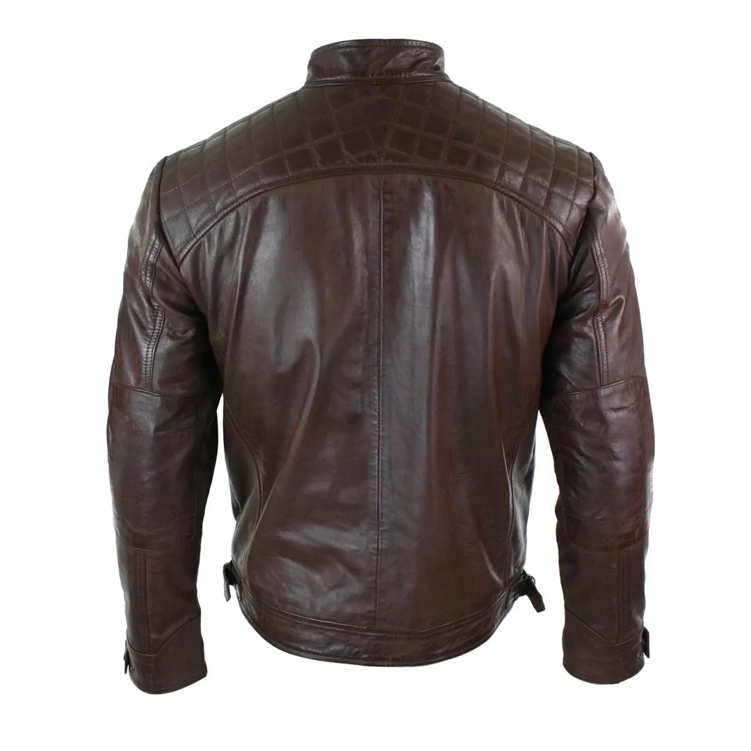 Men's Zipped Short Biker Leather Jacket