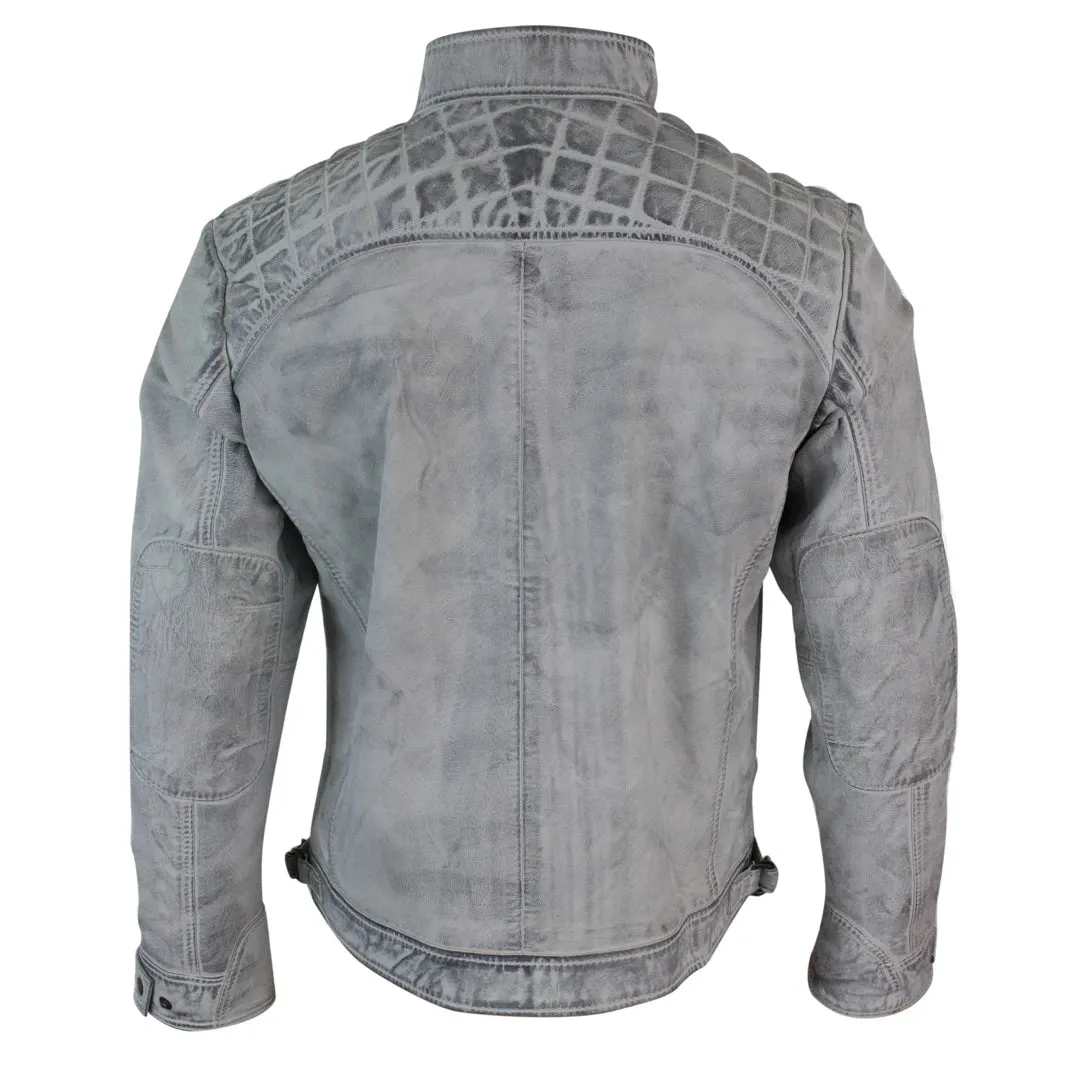 Men's Zipped Short Biker Leather Jacket