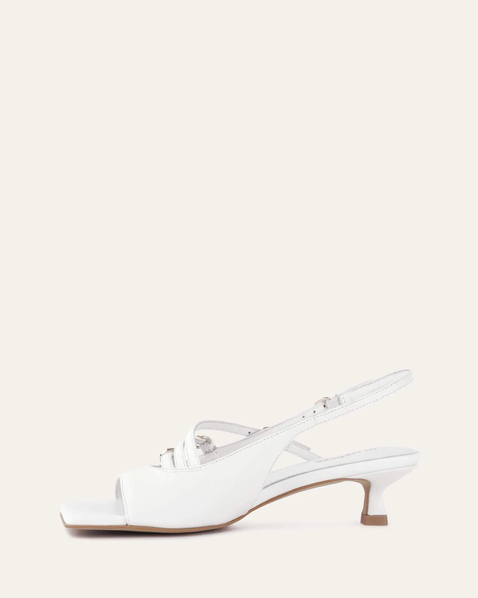 MONICA MID HEEL SANDALS WHITE LEATHER