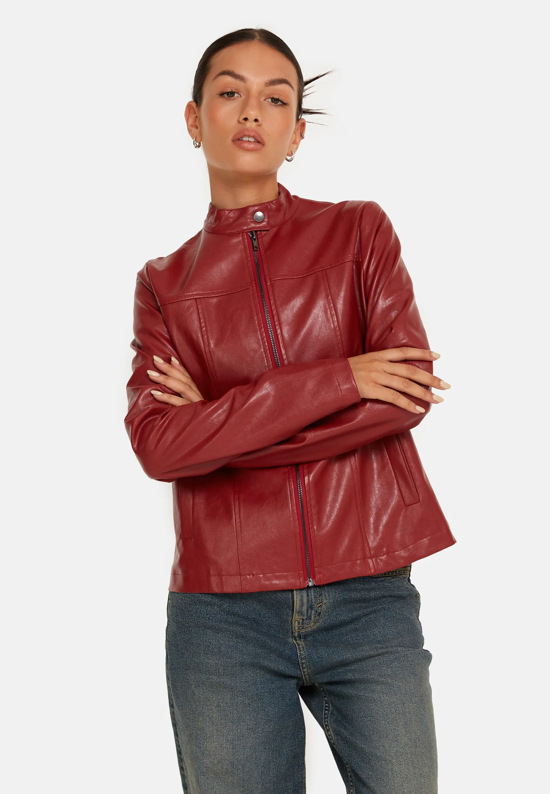 Olivia Jacket in PU Blood Red