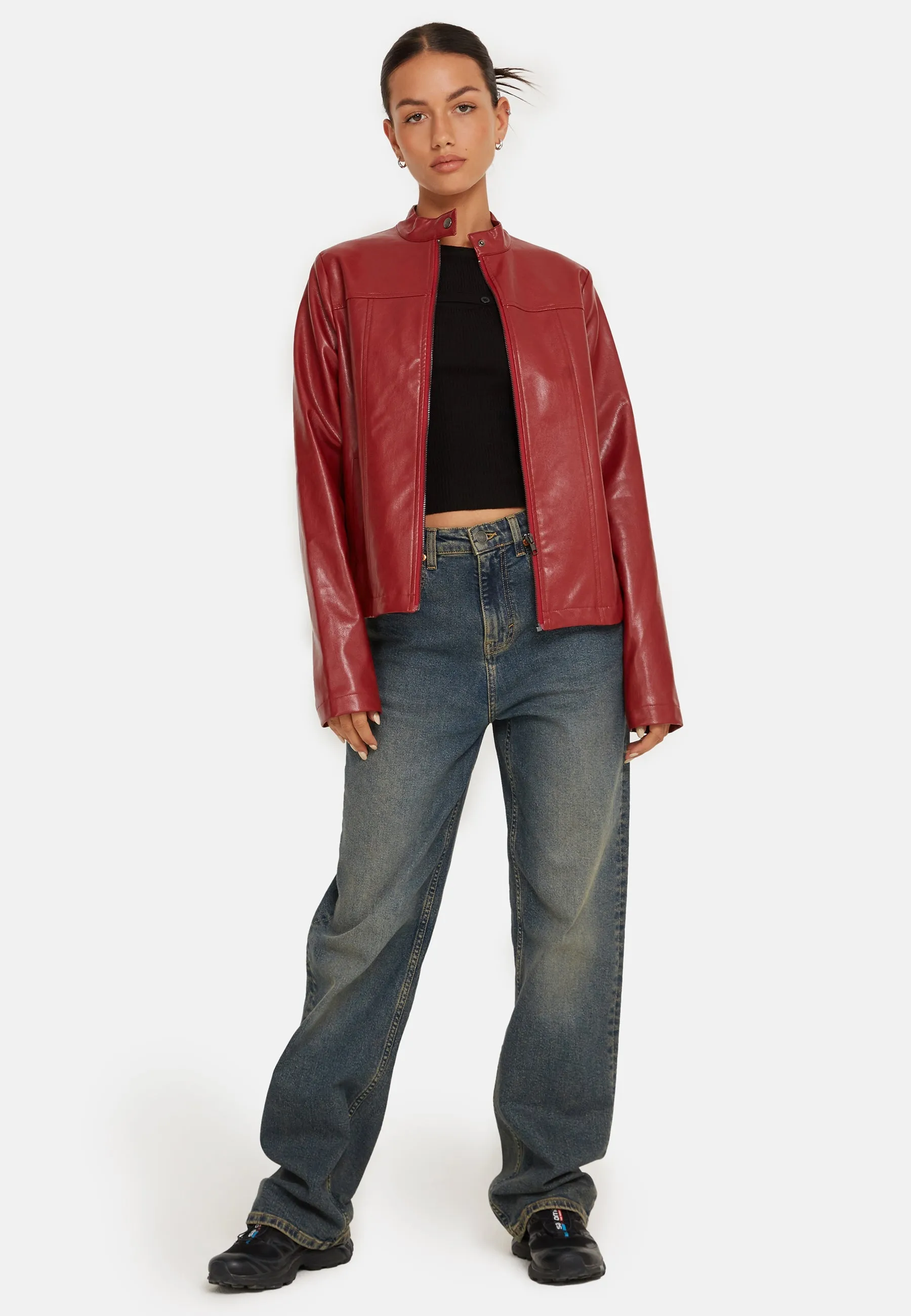 Olivia Jacket in PU Blood Red