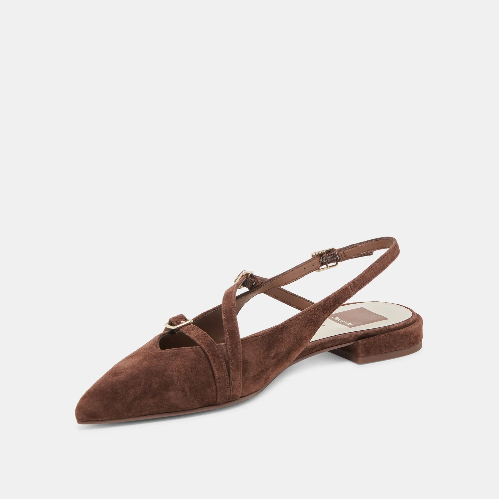 PAMLA FLATS DK BROWN SUEDE