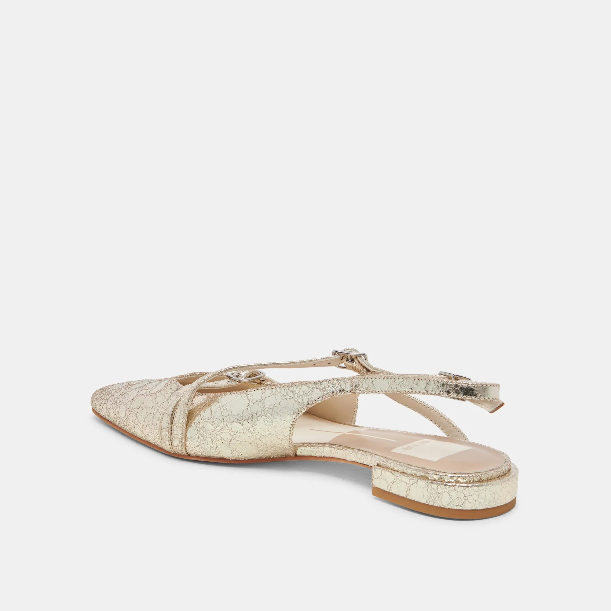 PAMLA FLATS PLATINUM DISTRESSED LEATHER