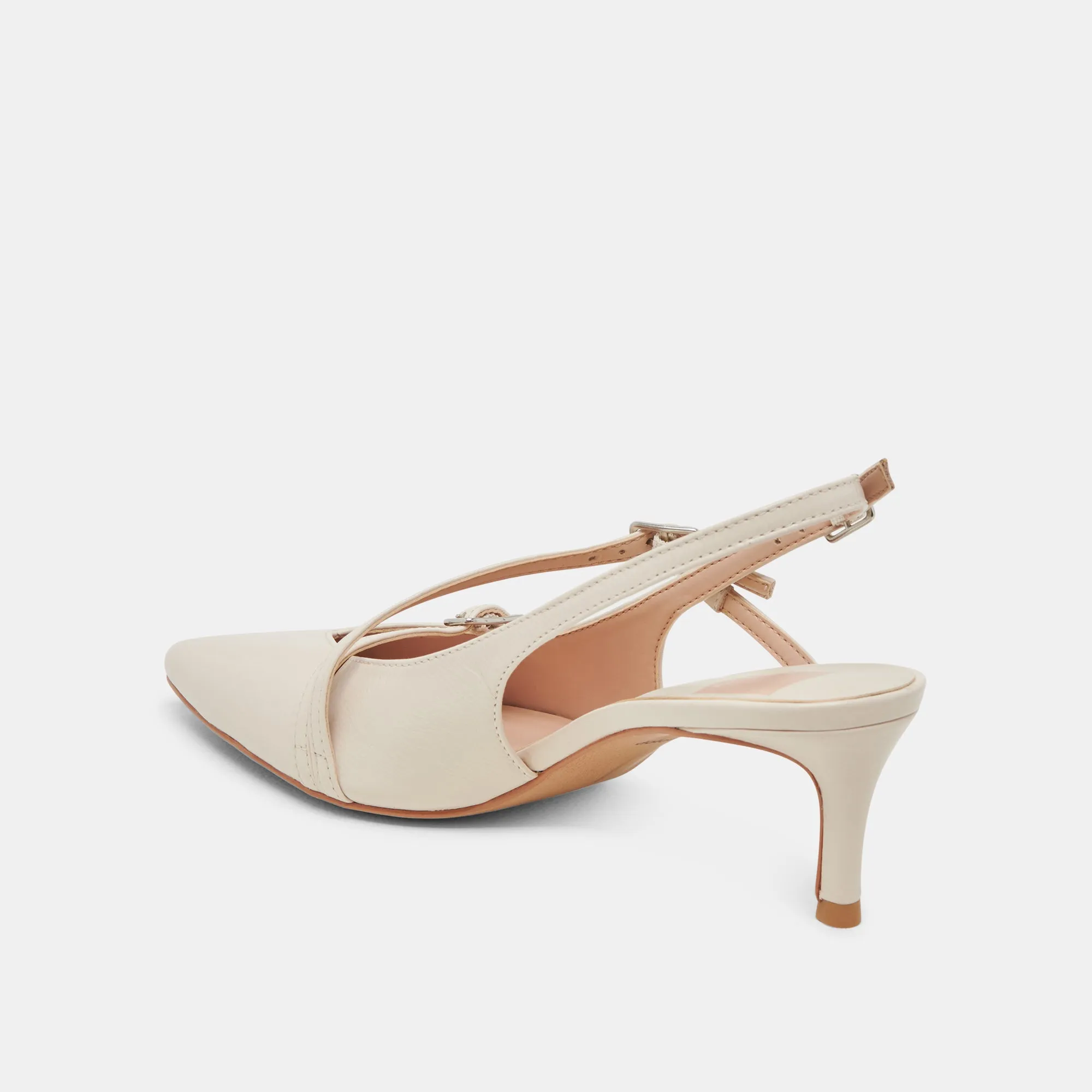 PAMLA MID HEELS IVORY CRINKLE PATENT