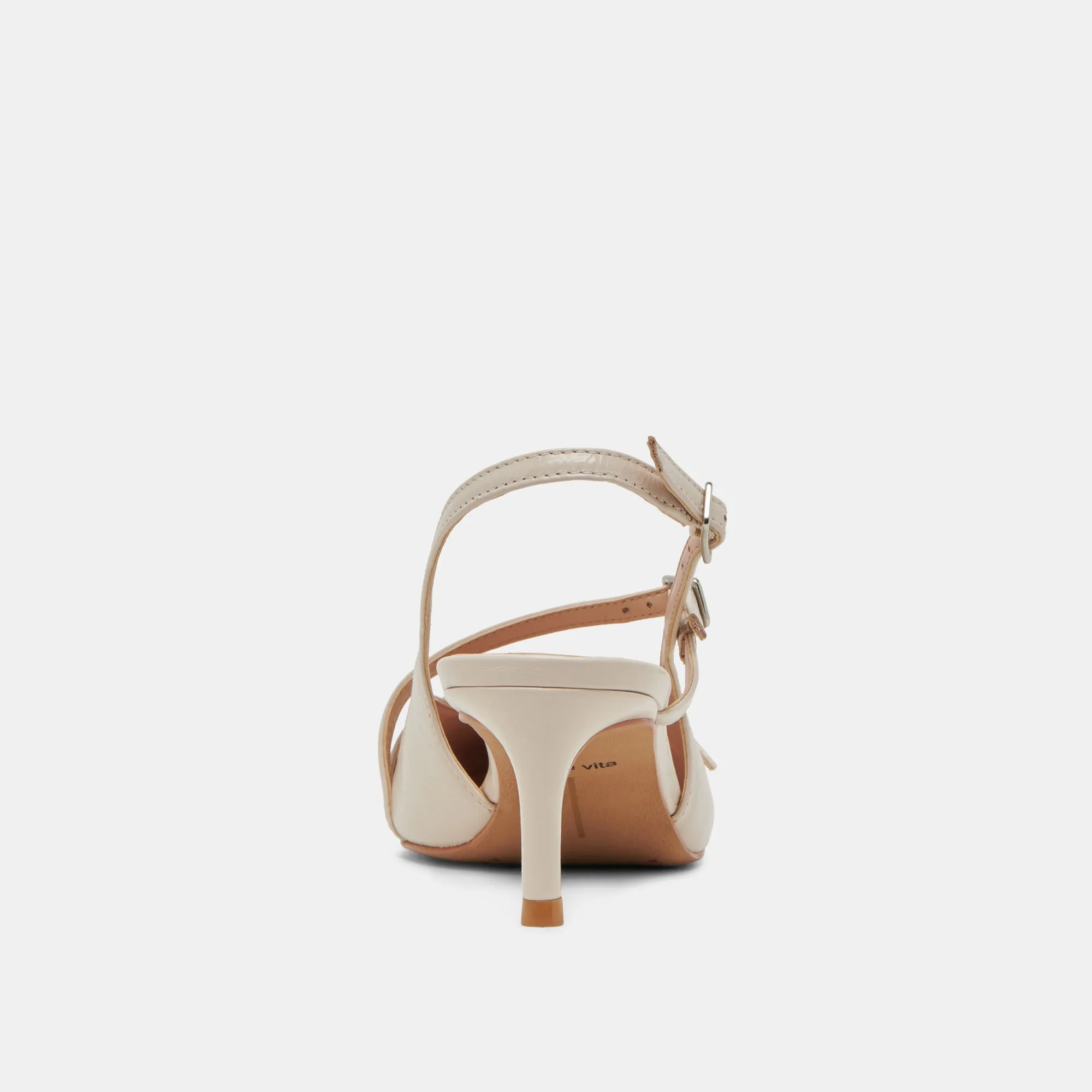 PAMLA MID HEELS IVORY CRINKLE PATENT