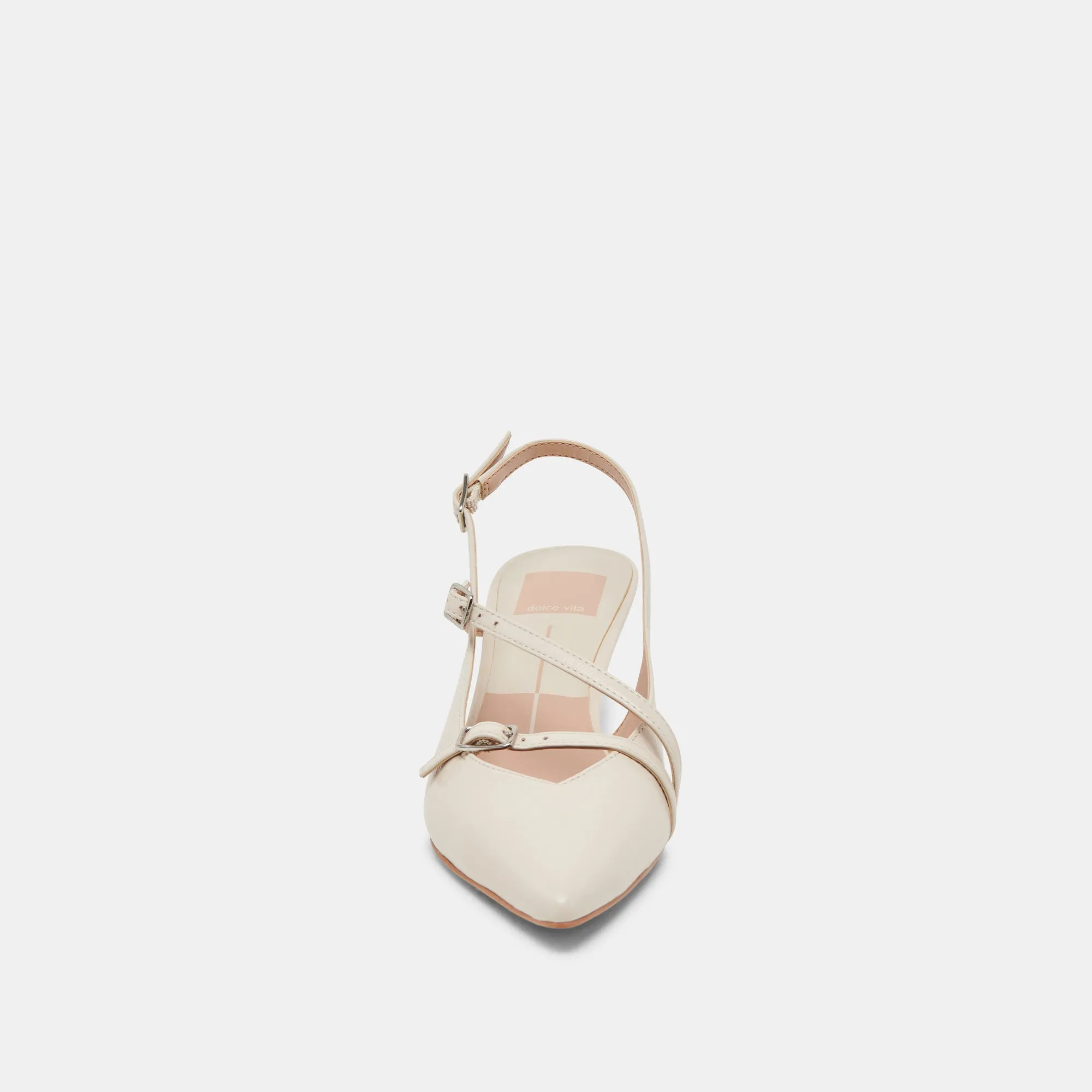 PAMLA MID HEELS IVORY CRINKLE PATENT