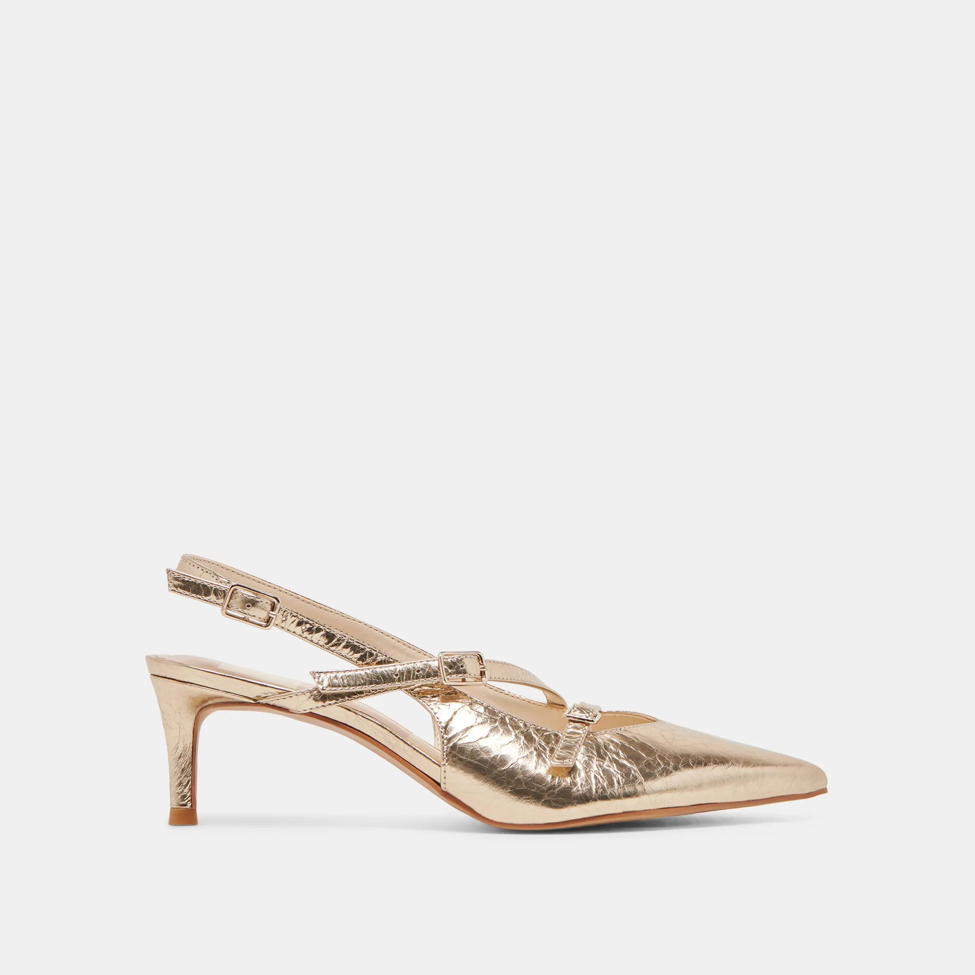 PAMLA MID HEELS LIGHT GOLD DISTRESSED LEATHER