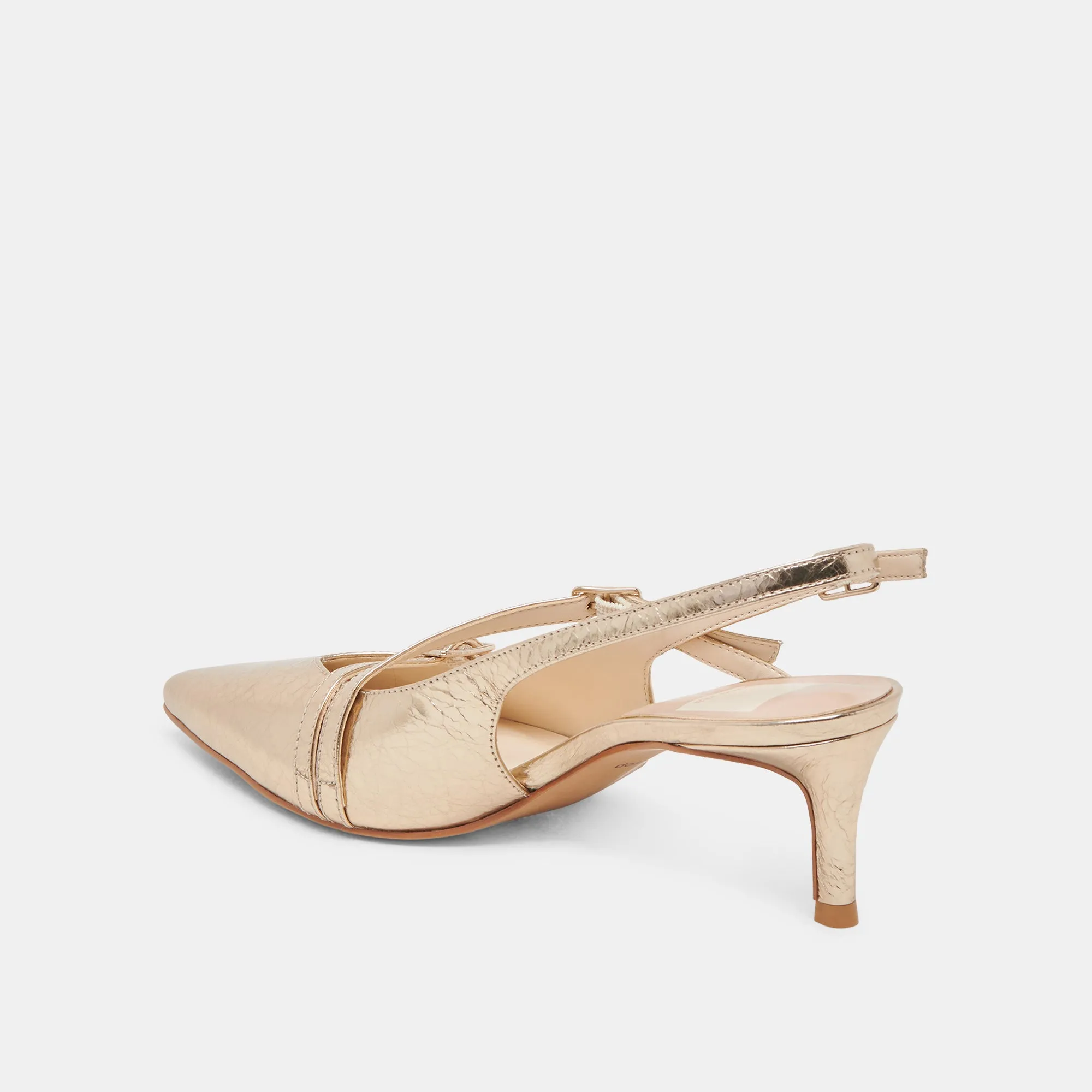 PAMLA MID HEELS LIGHT GOLD DISTRESSED LEATHER