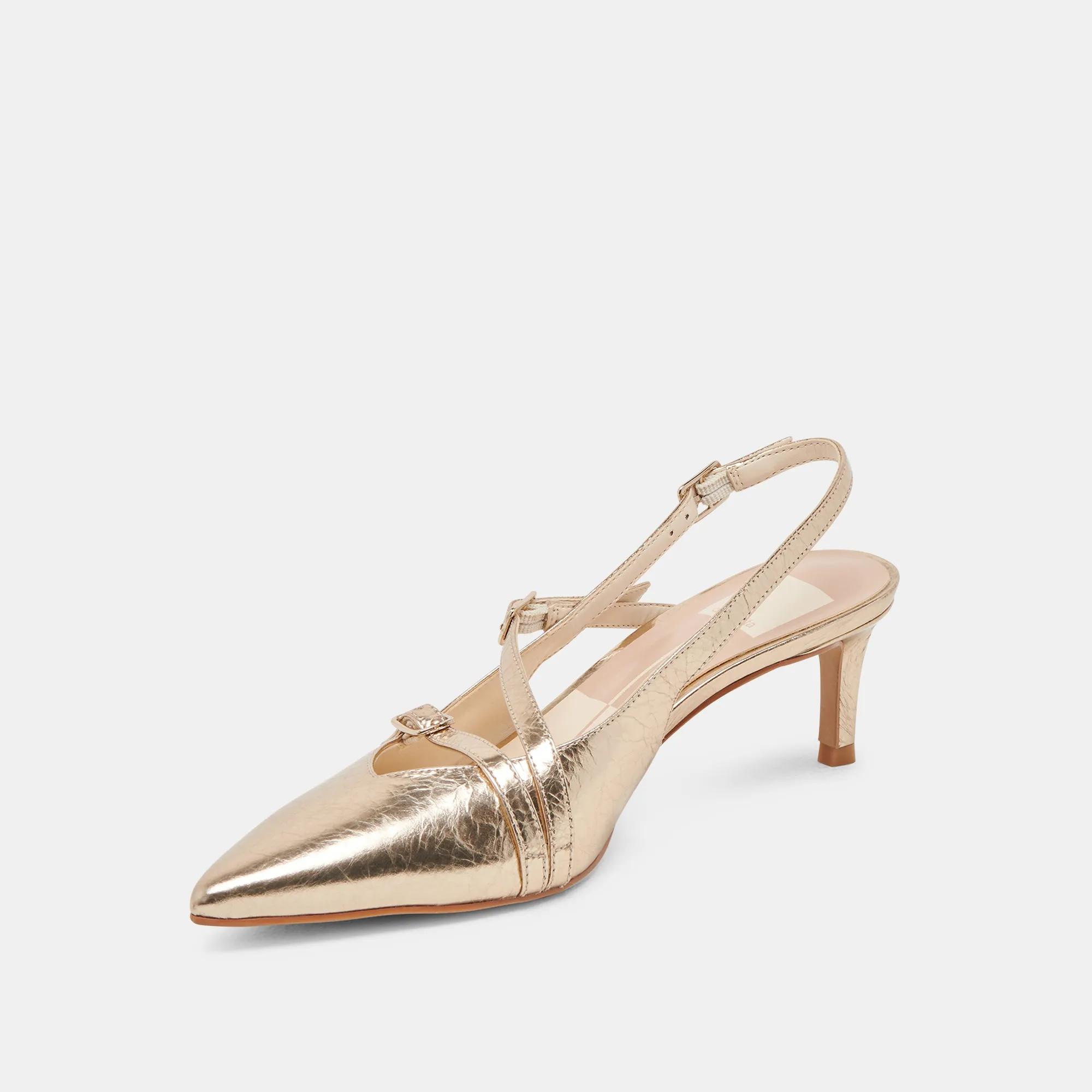 PAMLA MID HEELS LIGHT GOLD DISTRESSED LEATHER