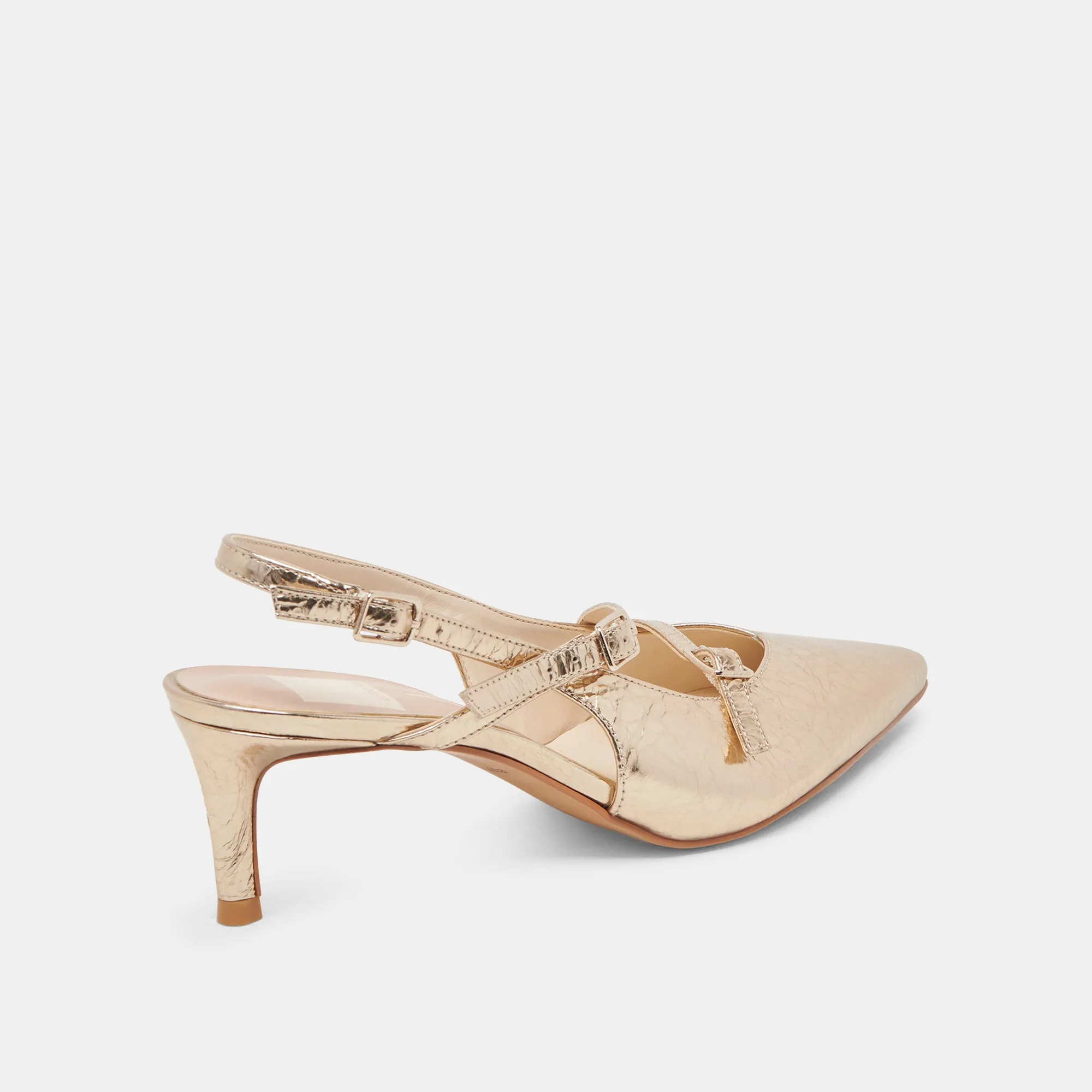 PAMLA MID HEELS LIGHT GOLD DISTRESSED LEATHER